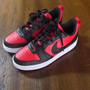Nike Dunks Kids Red Black Leather Sneakers DV5456-600 US 5Y Low Top